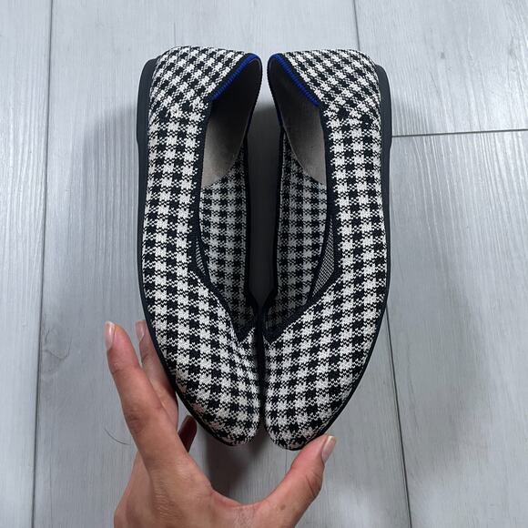 Rothy's Women's 8 The Flat Picnic Checkered Black White Round Toe Ballet - Picture 5 of 7